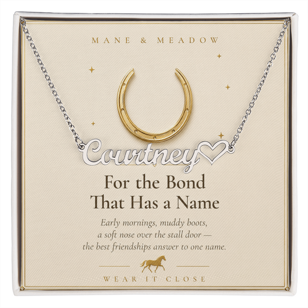 Horse Name Necklace with Heart-Personalized Equestrian Gift