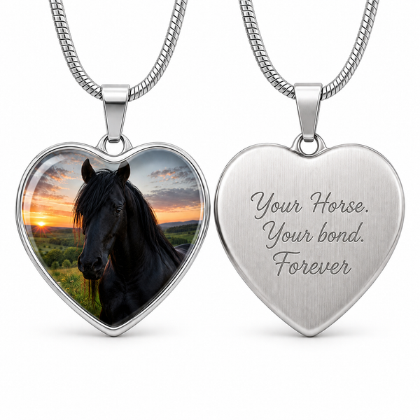 Personalized Horse Photo Necklace – Custom Engraved Keepsake for Horse Lovers